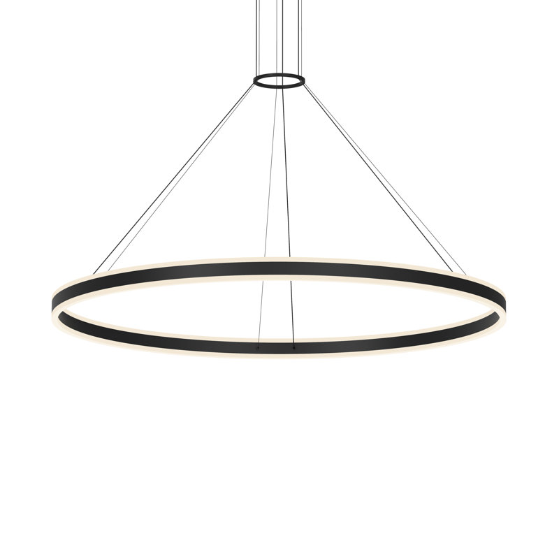 Double Corona 2-Light Satin Black Aluminum LED Chandelier