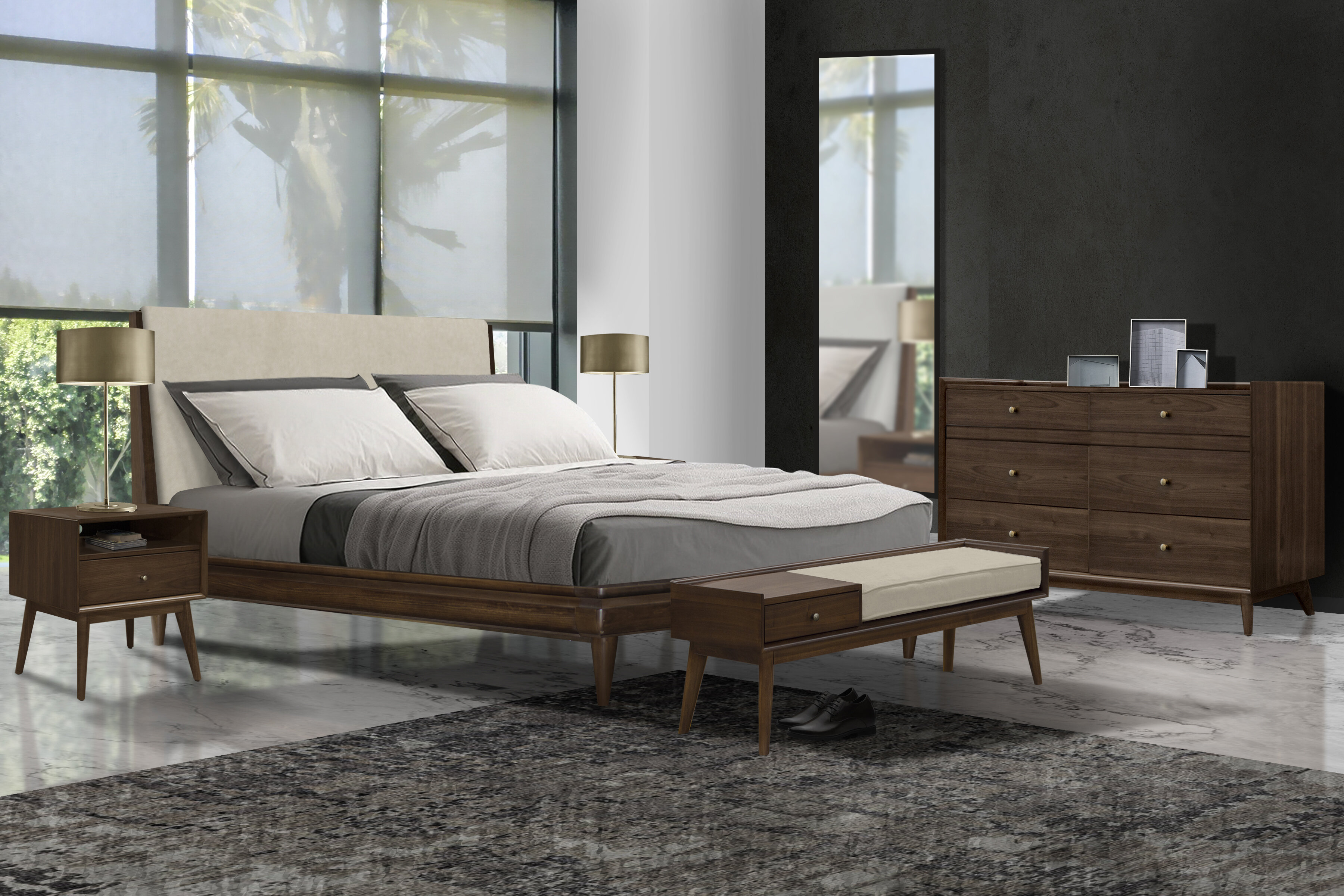 Jolanda Bed Frame - Solid Walnut