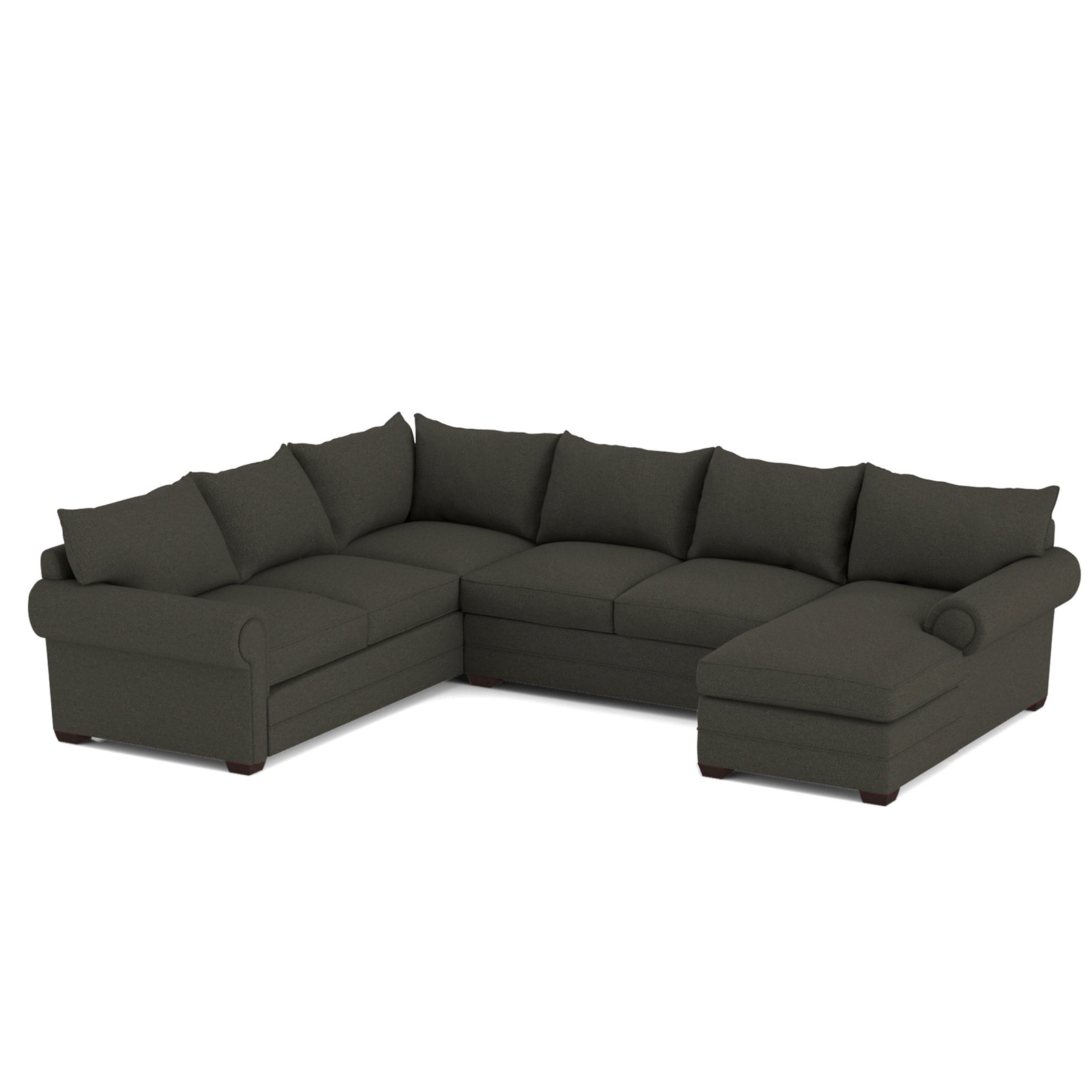 Upholstered U-Shaped Sectional, Belsire Pewter, Right Hand Facing