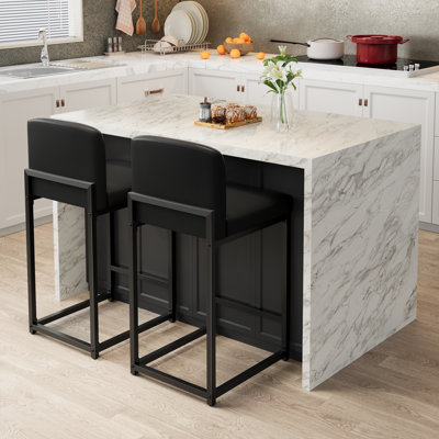 Upholstered Counter Stool with Metal Frame