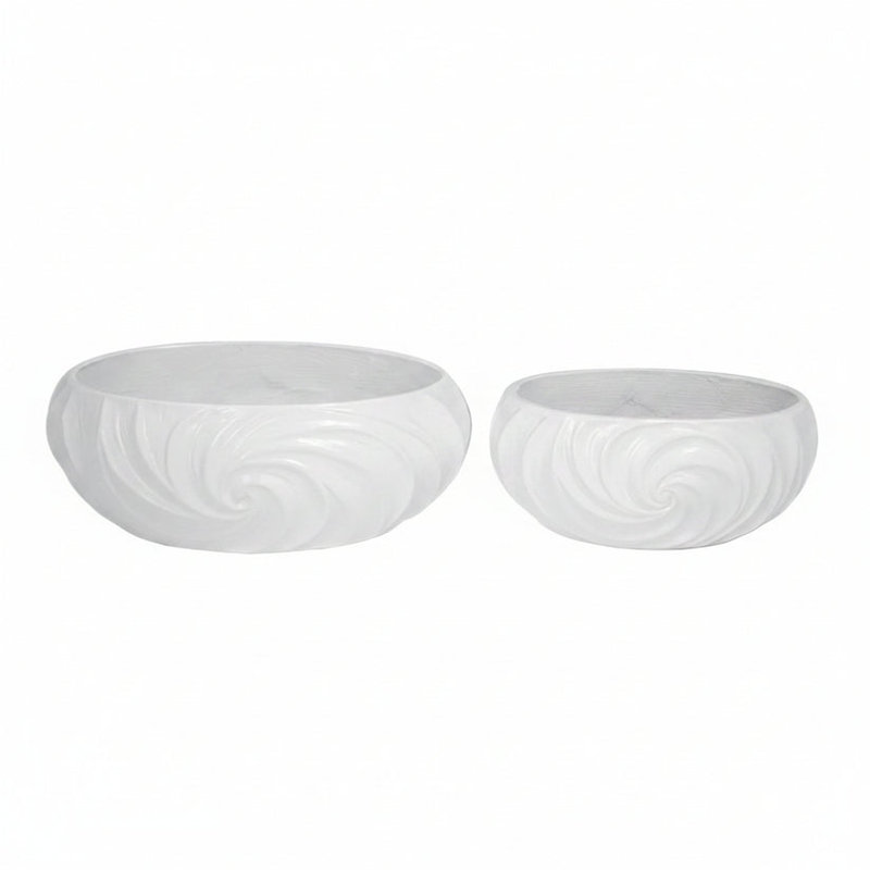 Ensemble de jardinières ovales en relief Zeinab (ensemble de 2), White