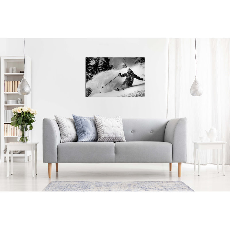 Panther Print Fine Art Prints Skiing On Snowy Mountain Slope Artistic Framed Canvas Prints, Pictures For Home Walls, Bedroom, Living Room & Bathroom Decor - Wrapped Canvas Art Prints