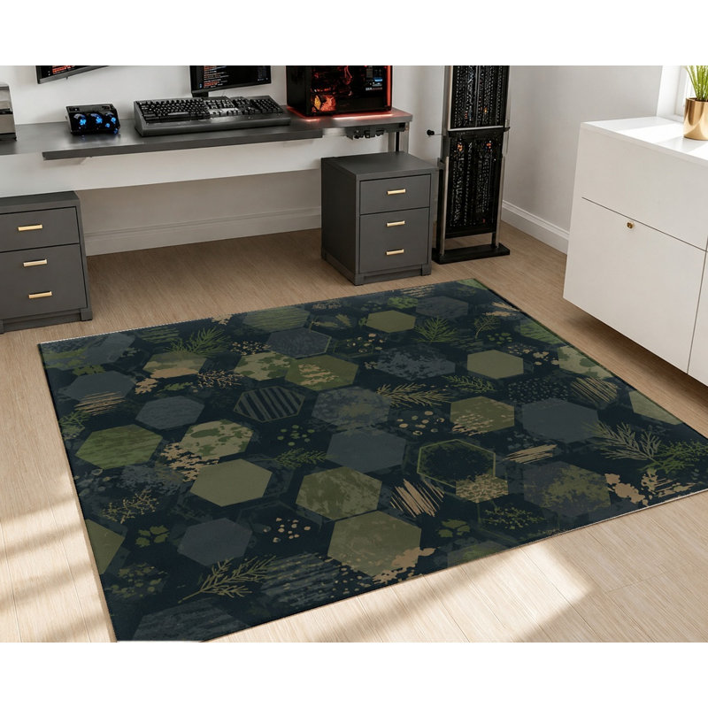 Tapis à motif géométrique hexagonal, motif abstrait, tapis de sol antidérapant doux, décoration intérieure moderne pour salon, chambre à coucher, bureau, couloir, salle de jeux, bureau
