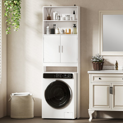 Over The Toilet Storage Cabinet, 4-Tier Bathroom Organizer, White