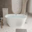 Baignoire autoportante en acrylique de 59 po avec motif à losanges unique: forme ovale spacieuse, finition blanc brillant, trop-plein chromé et bonde escamotable