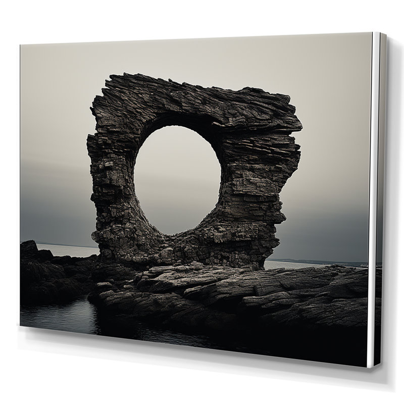 «Black Stone Geode Scenery Minimalisme» sur toile, H 24 po x l 32 po x P 1 po, Toile tendue