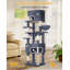 Arbre à chat 79,9 pouces pour chats d'intérieur, poteau à griffes multicouches avec grande plateforme, 2 grottes, 7 poteaux en sisal, pompons, panier à chat, hamac, convient aux chats, gris foncé-489551147-489551145