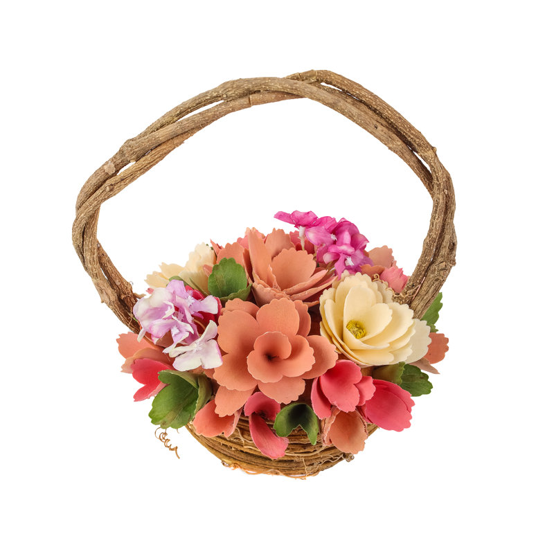 Panier à fleurs rose printanier 10 po The Holiday Aisle®