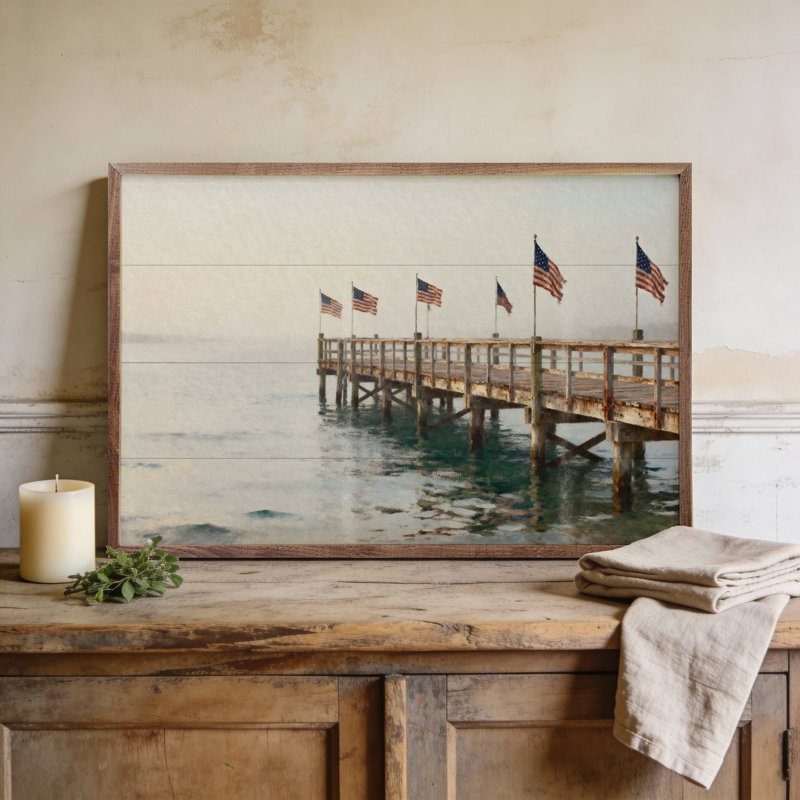 Americana Flags On The Pier, 16" H x 24" W