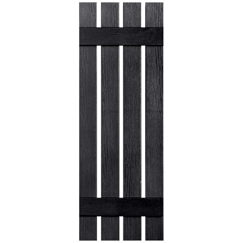 Paire de volets en vinyle à deux lattes, quatre planches ouvertes, 34 po, Noir