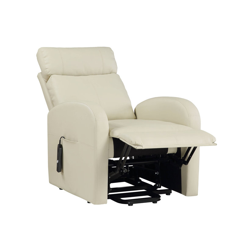 Fauteuil inclinable électrique en cuir synthétique beige