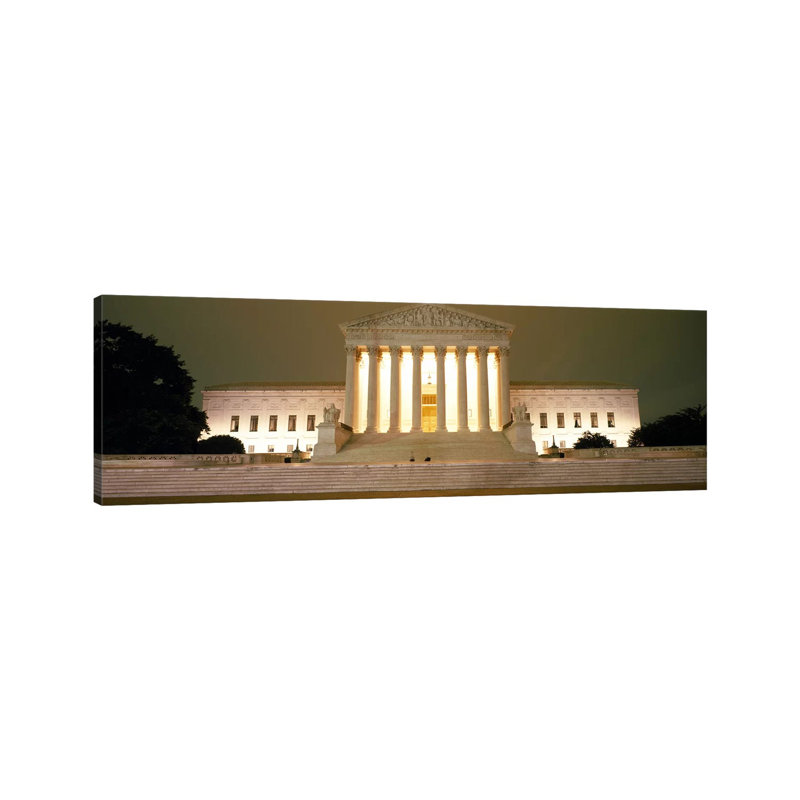 Supreme Court Building Illuminated At Night, Washington DC, USA - Wrapped Canvas Panoramic Print