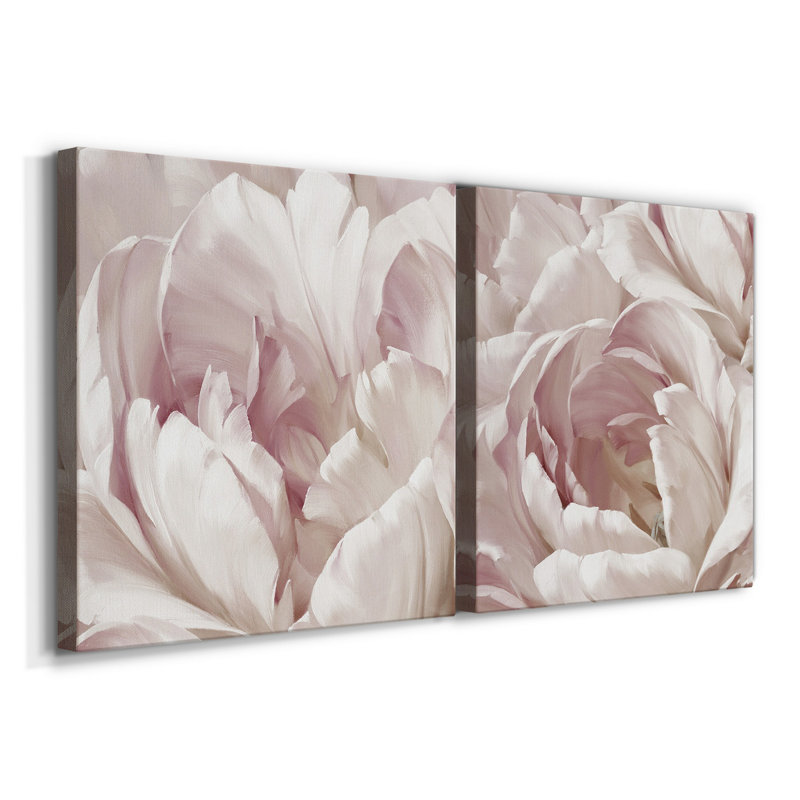 Intime Blush I - ensemble de 2 reproductions d'art sur toile tendue, H 24 po x l 48 po x P 1 po