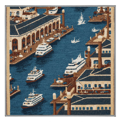 Machine Washable Transportation Gray Area Rug