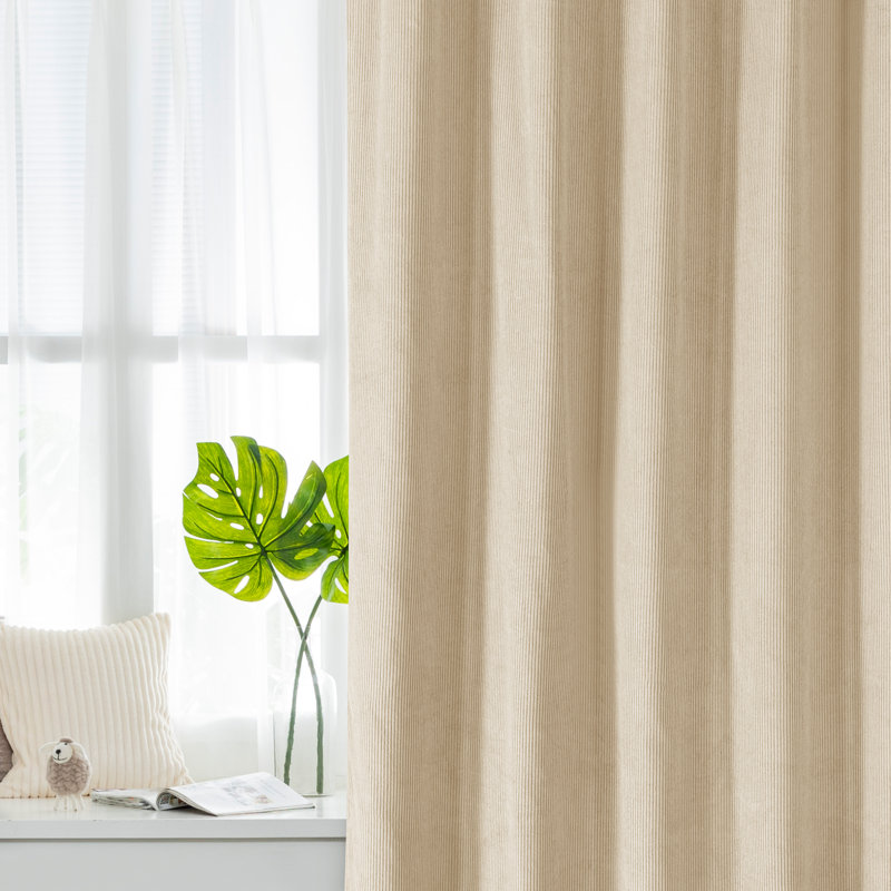 Cotton Room Darkening Curtains / Drapes Pair, 52" W x 96" L, Cream