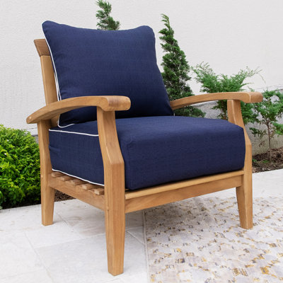 Chaise de patio en teck avec coussins Summerton