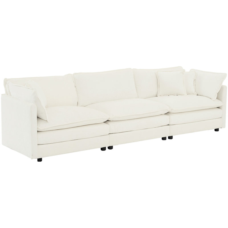 3 pièces pour la maison, blanc - tissu chenille haute, support en bois massif 3 en blanc: durabilité de fabrication