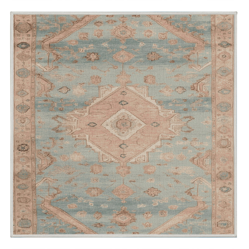 Tapis beige lavable à la machine Afyon, Carré 6 pi