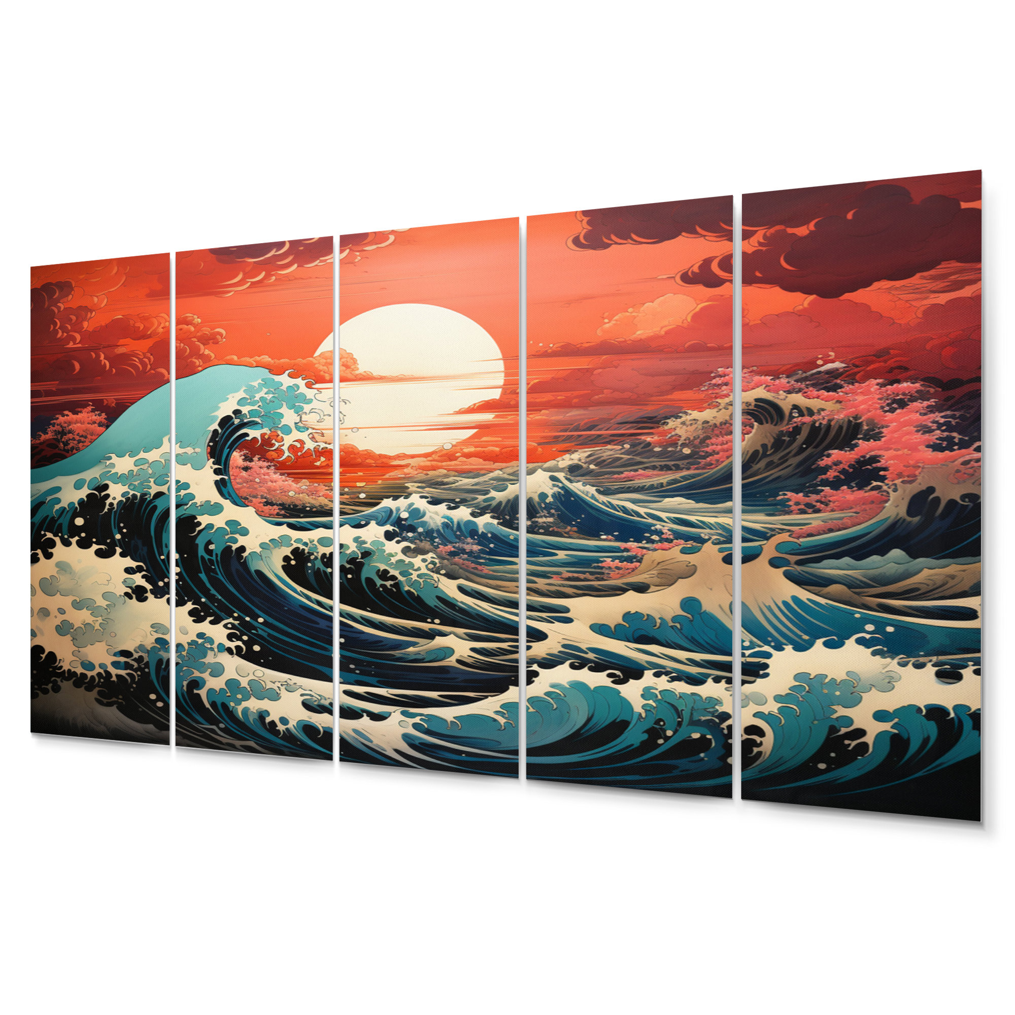 Highland Dunes Dramatic Ocean Waves I - Coastal Metal Wall Art Set ...