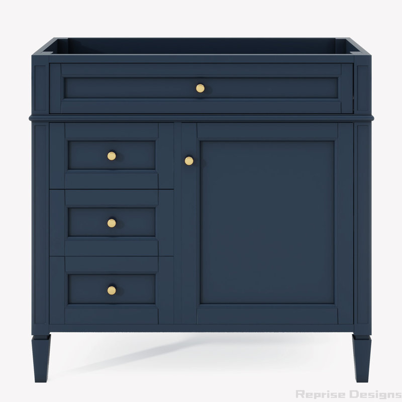 Base de meuble-lavabo simple 35 po seulement, Bleu foncé, Or