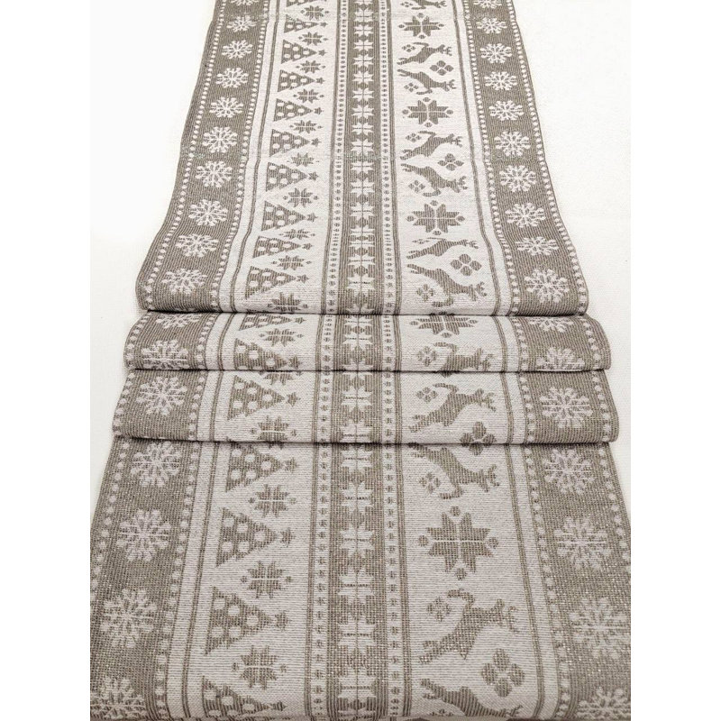Gray Nordic Christmas Table Runner F07M5-9B Silver