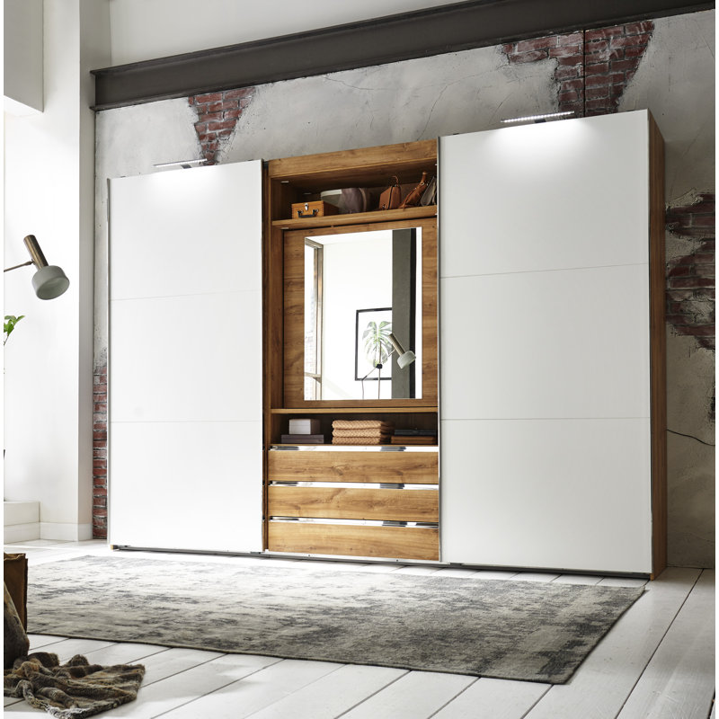 Branchburg 2 Door Manufactured Wood Wardrobe, White/Brown