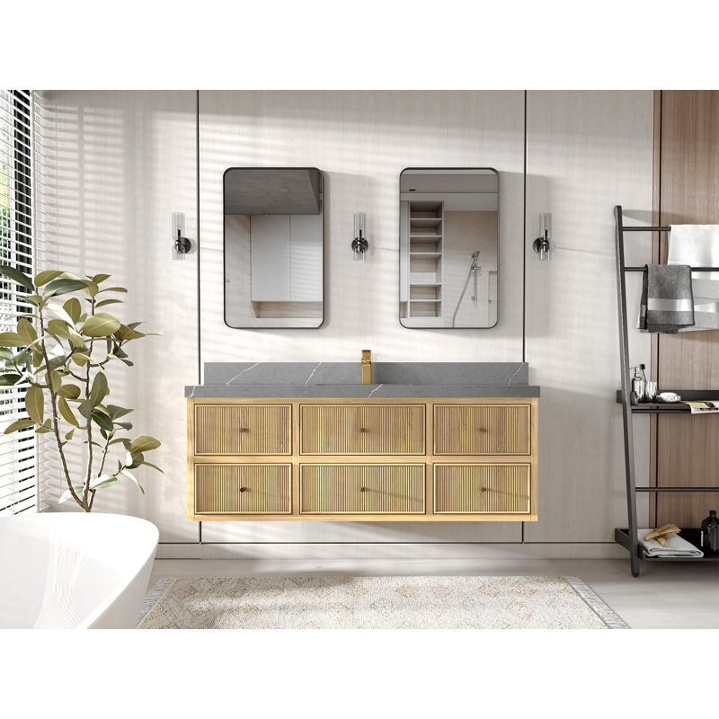 Ensemble de meuble-lavabo simple 60 po Sonoma, Gris Piatra