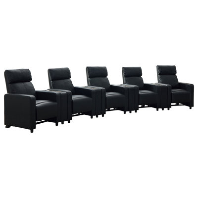 Upholstered 5-seater Home Theater with 4 Wedge Consoles