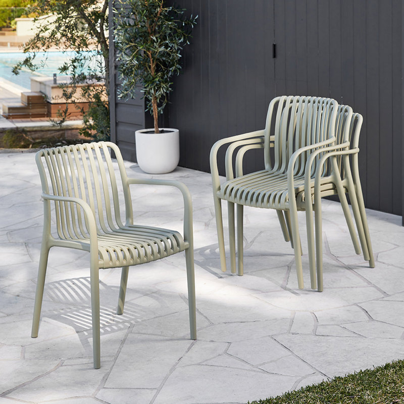 Stackable Outdoor Patio Dining Armchair, Green
