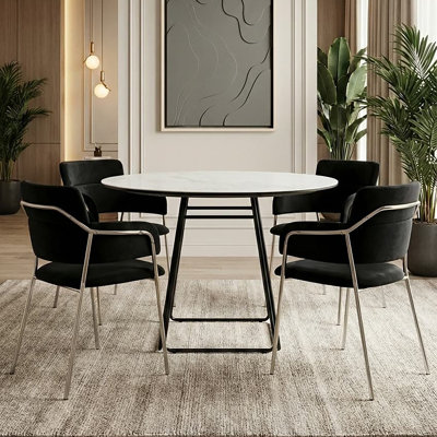 Round Metal Base Dining Table