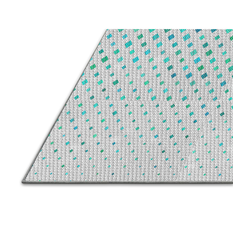 Tapis vert/blanc bleu turquoise à motifs, Rectangle 5 pi x 7 pi