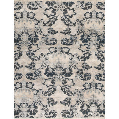 Tapis ivoire et multicolore noué à la main de haute qualité