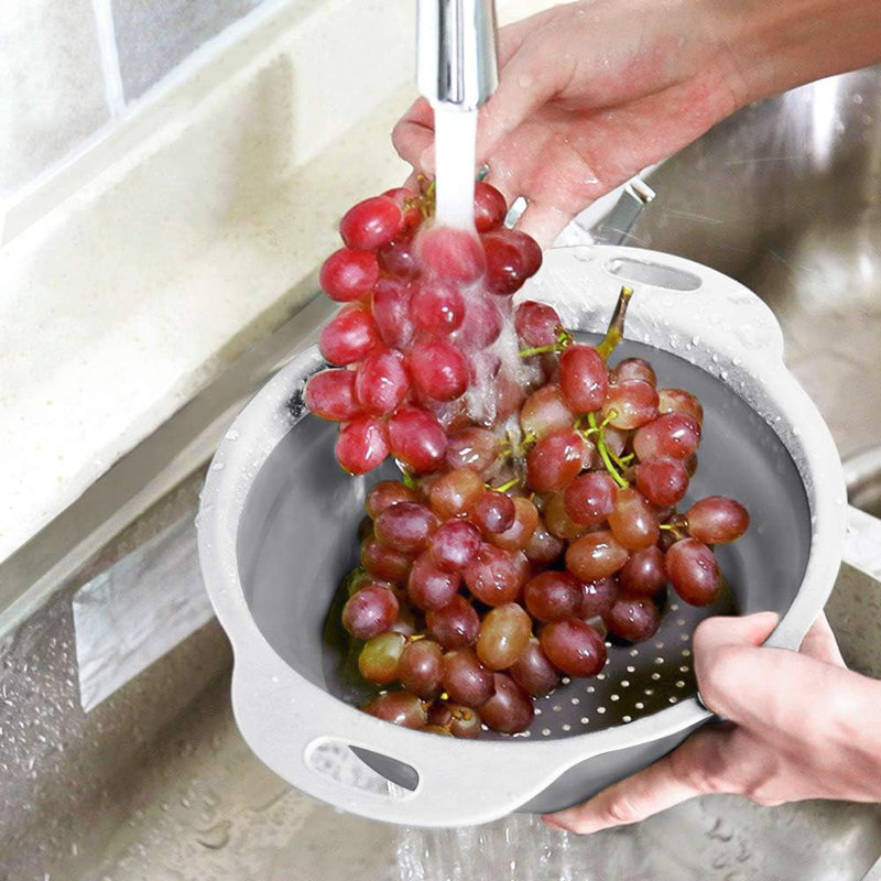 Collapsible Colander And Strainer Set Of 3-2 PC 4 Quart(1 Gal) And 1 PC 2 Quart(0.5 Gal) - BPA Free & Dishwasher-Safe Silicone Kitchen Foldable Strainer For Pasta, Veggies