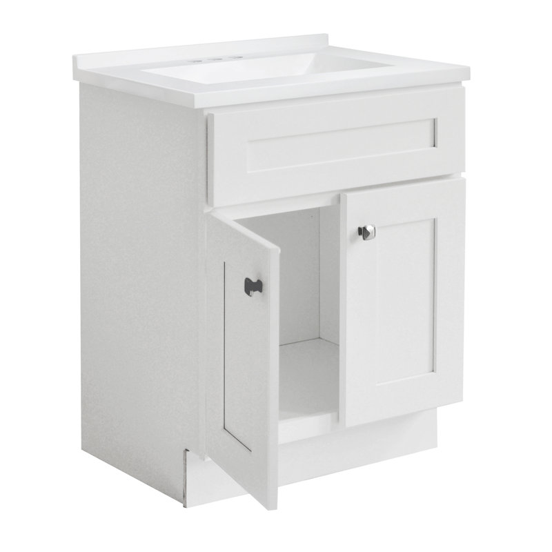 White 25" Single Bathroom Vanity with Cultured Marble Top