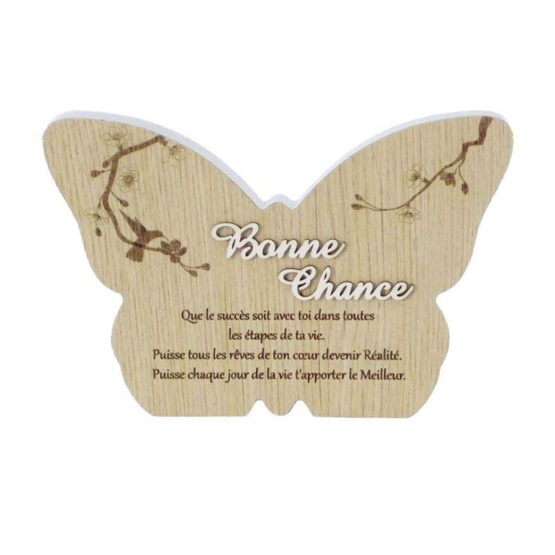 Plaque en forme de papillon "Bonne Chance"