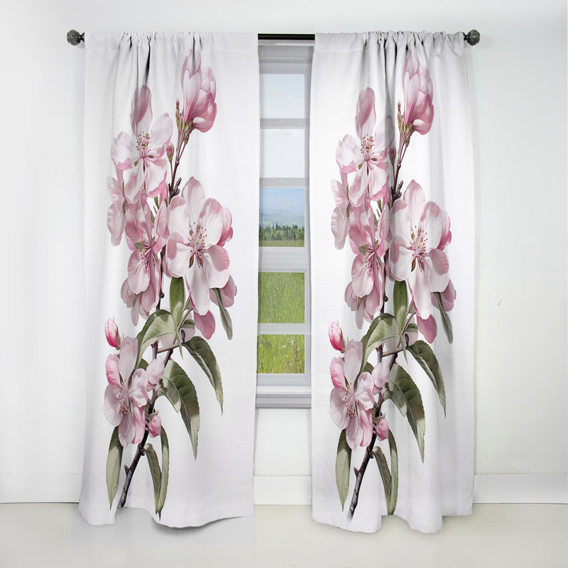 Rideau occultant abstrait Apple Blossom - monochrome, L 52 po x L 63 po