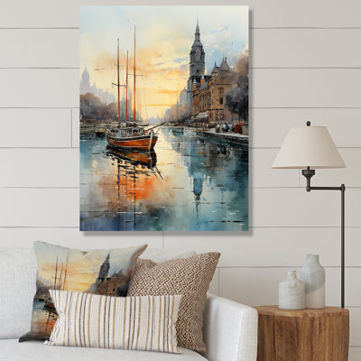 Impression sur toile Kordale, sarcelle jaune, New York Harbor Twilight
