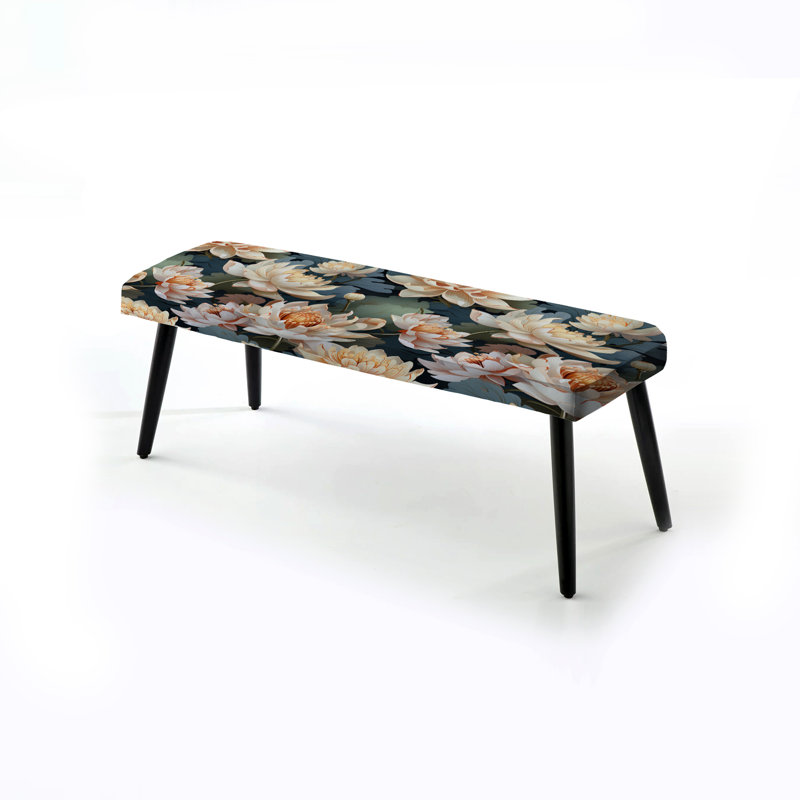 Banc rembourré noir Lotus Serenity - Oriental