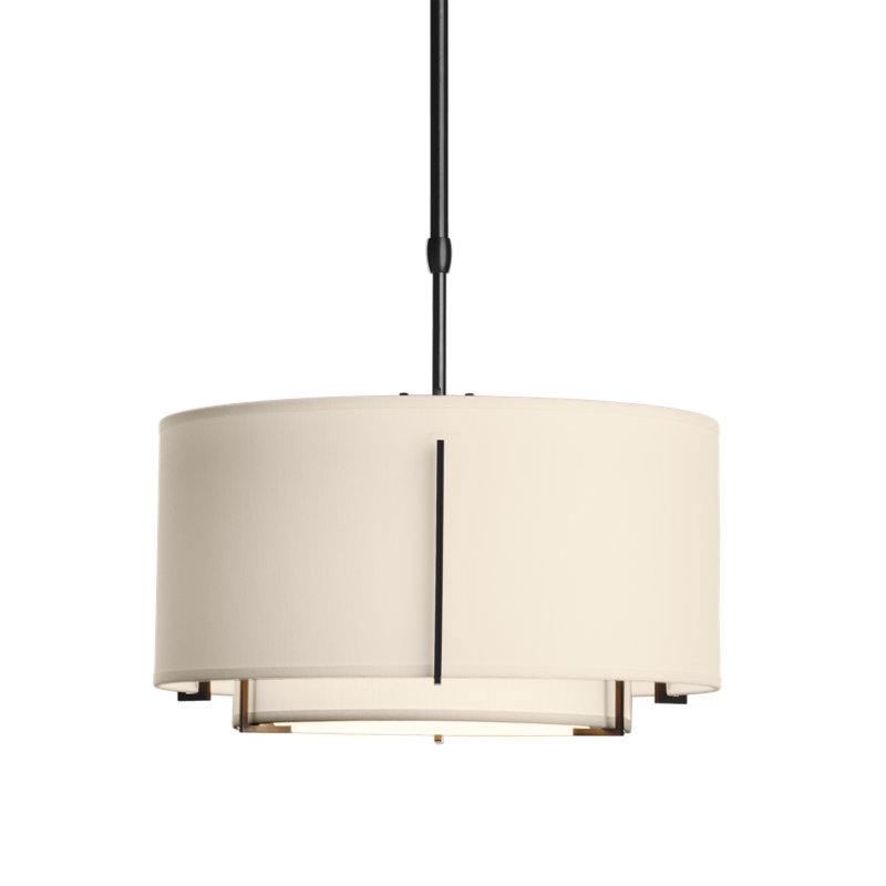 Exos 3 - Light Unique/Statement Drum Chandelier, Natural Anna, 12" H x 28" W x 28" D, Black