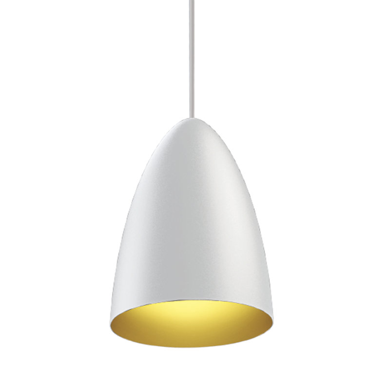 Bullet 8" Matte Black/Copper Small Pendant, White/Gold