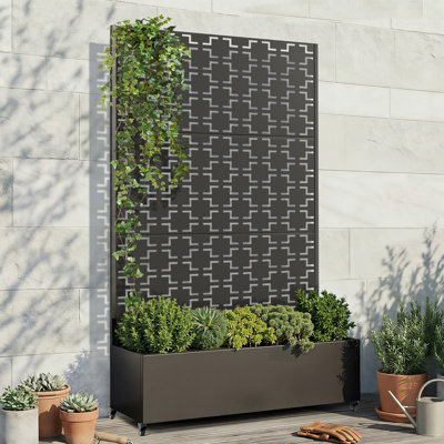 Lit de jardin surélevé en métal avec treillis, jardinière pour légumes et fleurs, boîte à fleurs en treillis pour plantes grimpantes et vignes, lit de jardin surélevé galvanisé
