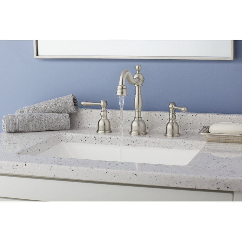 Robinet de salle de bain à large entraxe avec drain Opulence, Nickel brossé