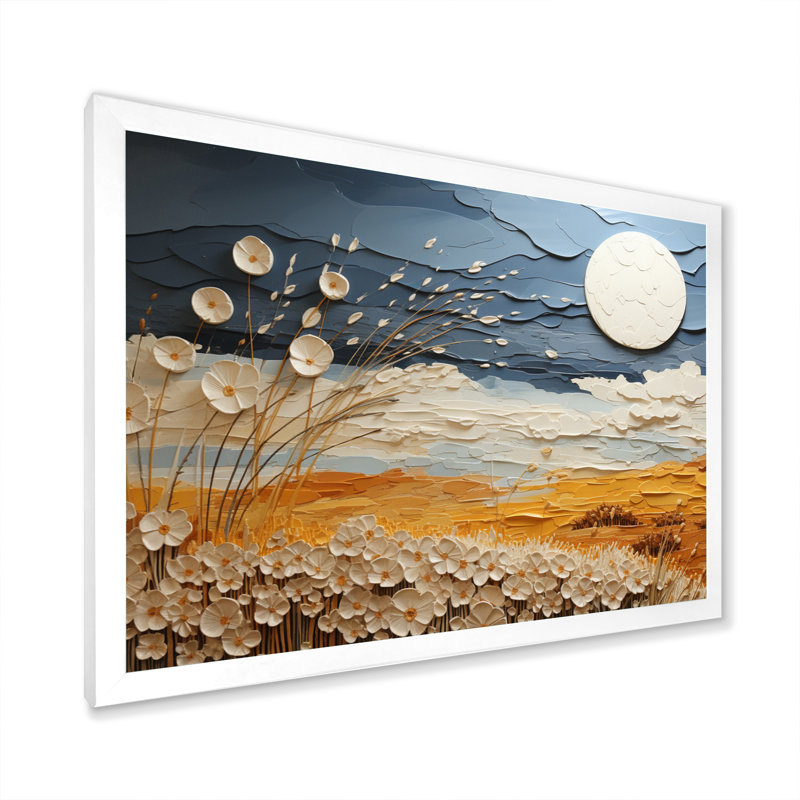 Nuage prairies collages VII - impression, Cadre photo blanc, H 30 po x l 40 po x P 1,5 po