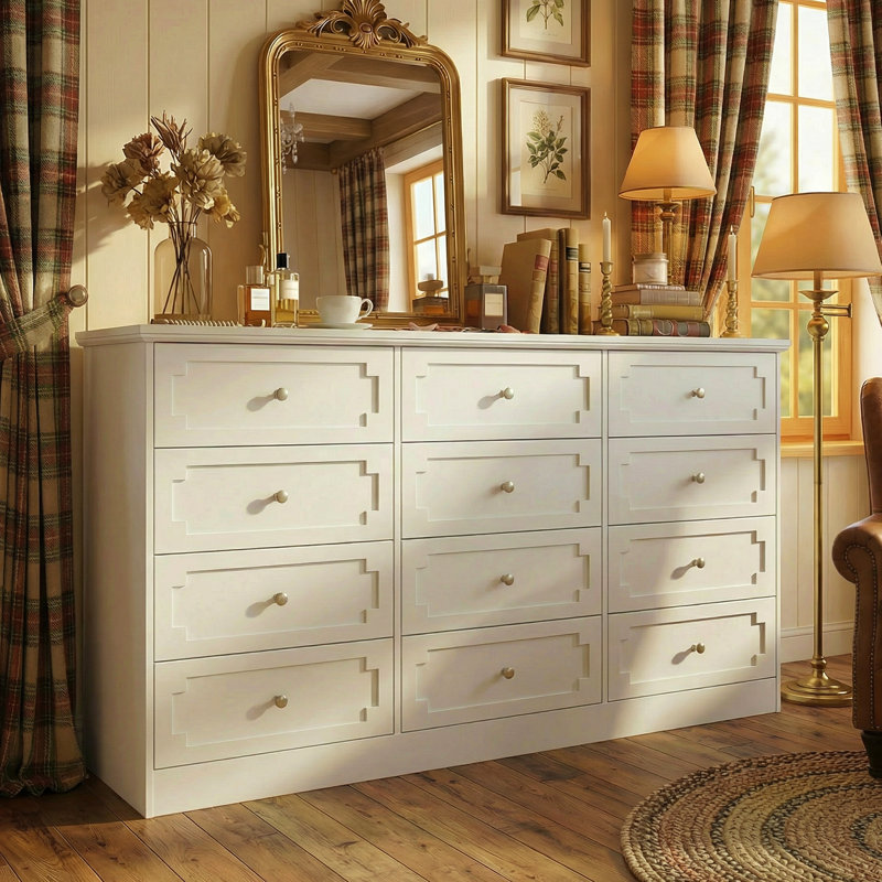 12-Drawer Desser With Elegent Design, White