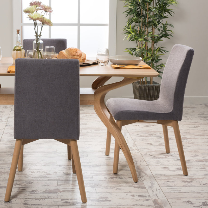 Edgware 18.25'' H Fabric Upholstered Side Chair, Dark Gray, Oak