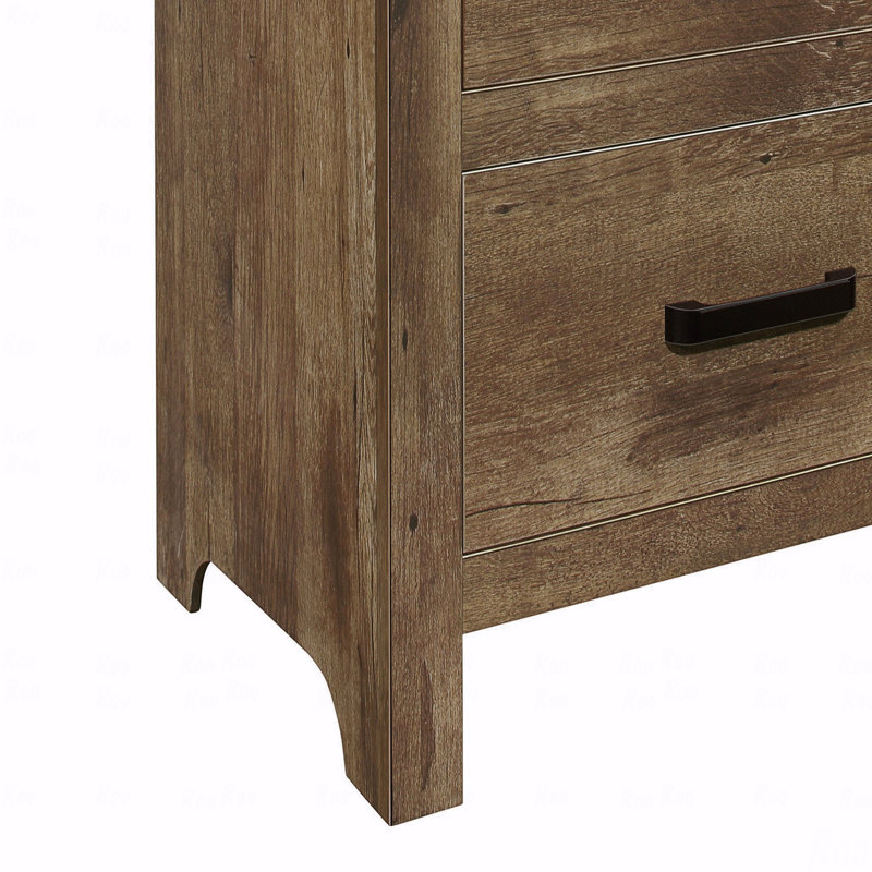 Woodenen Bedroom Nightstand 1Pc Weathered Pine Finish 2X Drawers Transitional Style Furniture, Brown