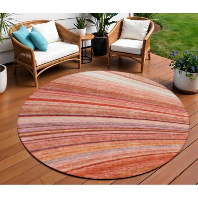 Tapis intérieur lavable rayé 8 pi Terra Cotta