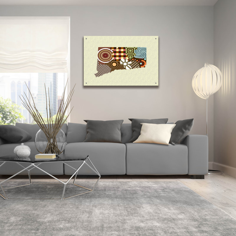 " Connecticut State Map " by Lanre Adefioyue, 24" H x 36" W x 0.2" D
