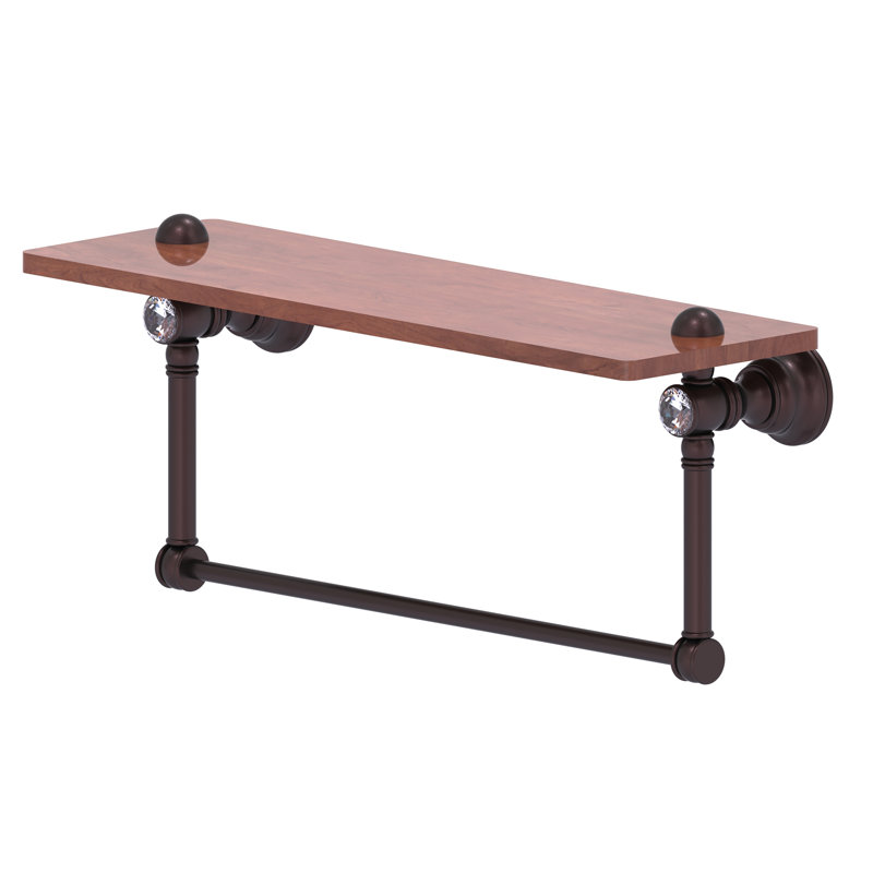 Tablette en bois massif avec barre à serviettes Freyja Ironwood, Bronze antique, H 5,54 po x l 22 po x P 7 po
