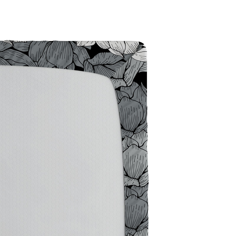 Ensemble de 2 draps-housses Ambesonne, Noir, gris, blanc / floral, Drap-housse grand
